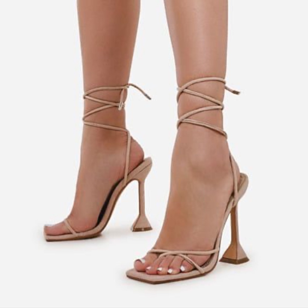 Lace up nude heel